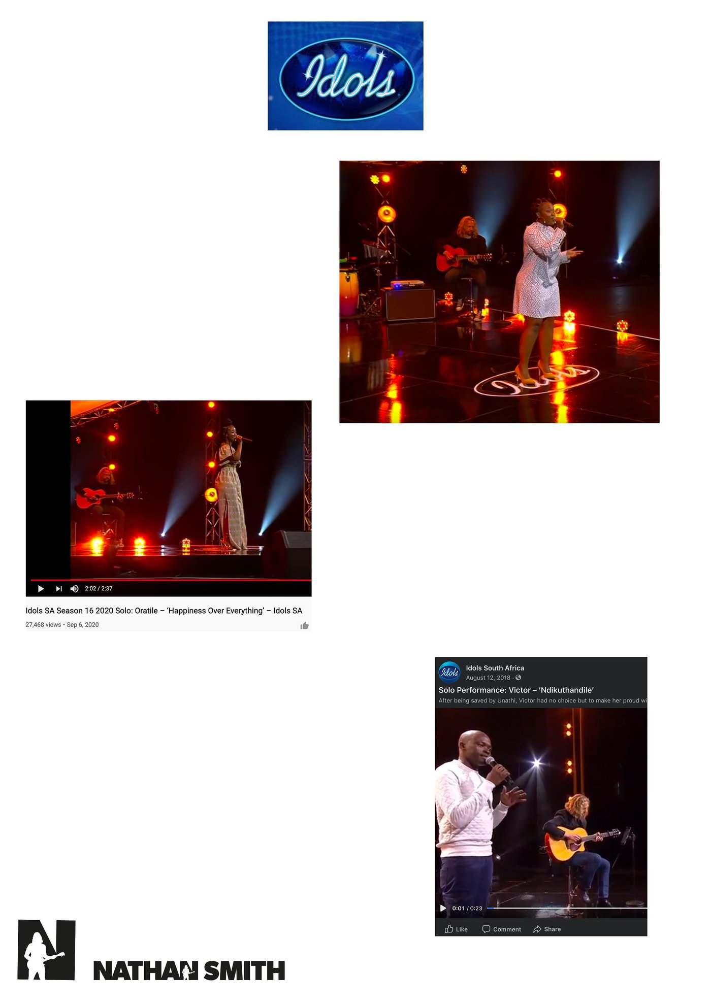 Nathan Smith performing at Idols South Africa, Urban Brew Studios Johannesburg