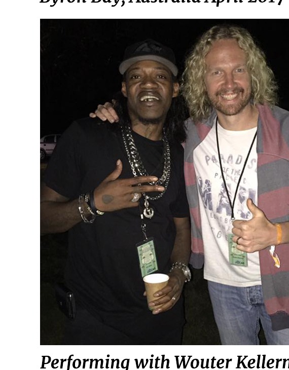 Nathan Smith with Eric Gales backstage in Byron Bay, April 2017